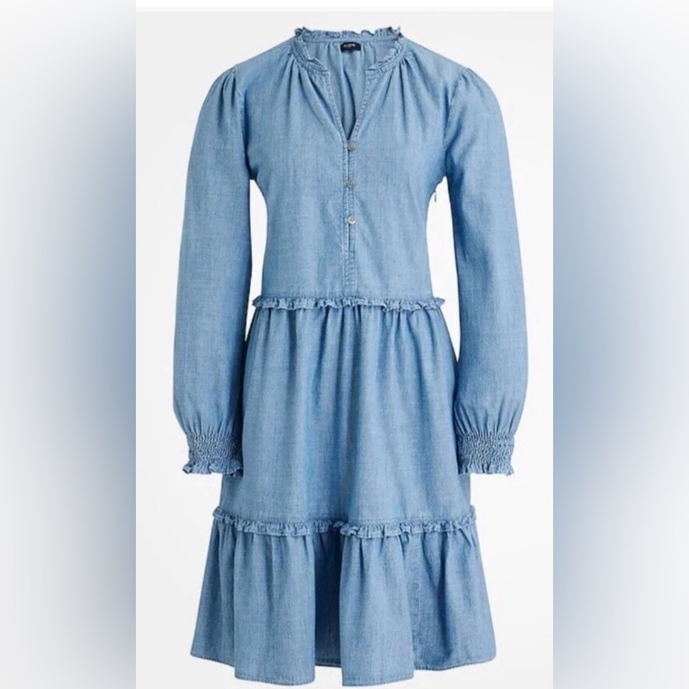 New- J. Crew Chambray blue denim mini dress in a